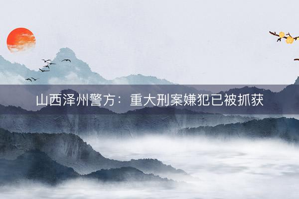 山西泽州警方：重大刑案嫌犯已被抓获