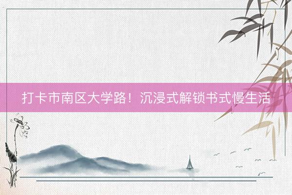 打卡市南区大学路！沉浸式解锁书式慢生活