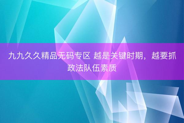 九九久久精品无码专区 越是关键时期，越要抓政法队伍素质