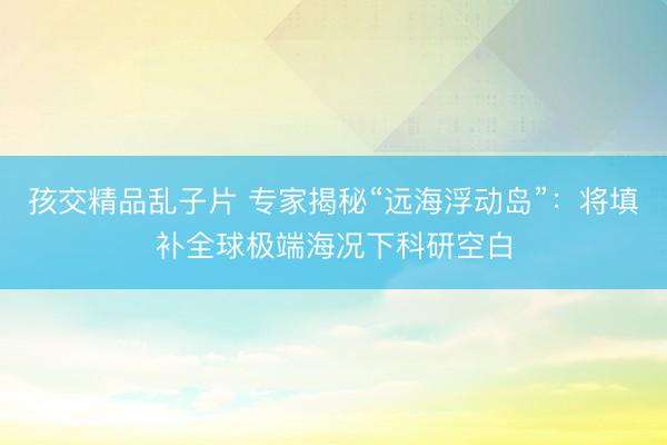 孩交精品乱子片 专家揭秘“远海浮动岛”：将填补全球极端海况下科研空白