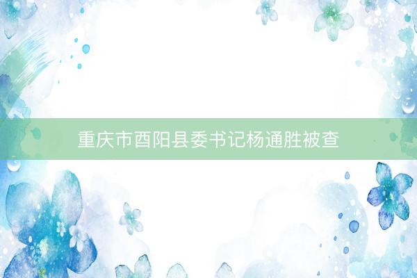 重庆市酉阳县委书记杨通胜被查