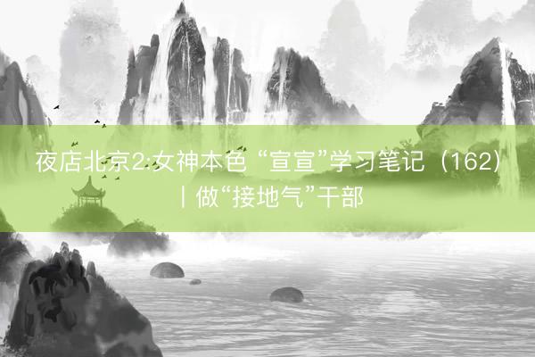 夜店北京2:女神本色 “宣宣”学习笔记（162）丨做“接地气”干部