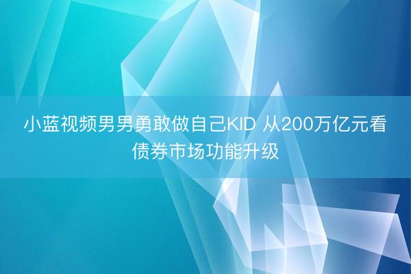 小蓝视频男男勇敢做自己KID 从200万亿元看债券市场功能升级