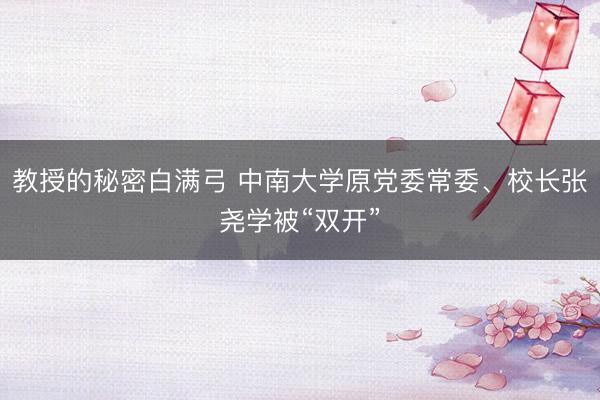 教授的秘密白满弓 中南大学原党委常委、校长张尧学被“双开”