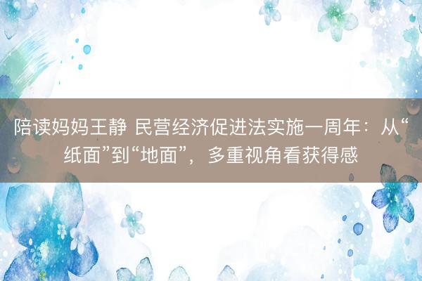 陪读妈妈王静 民营经济促进法实施一周年：从“纸面”到“地面”，多重视角看获得感