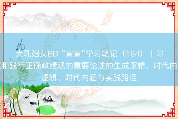 大乳妇女BD “宣宣”学习笔记（164）丨习近平关于树立和践行正确政绩观的重要论述的生成逻辑、时代内涵与实践路径