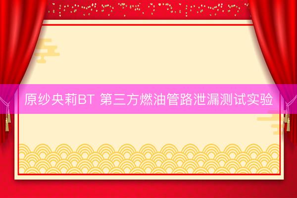原纱央莉BT 第三方燃油管路泄漏测试实验