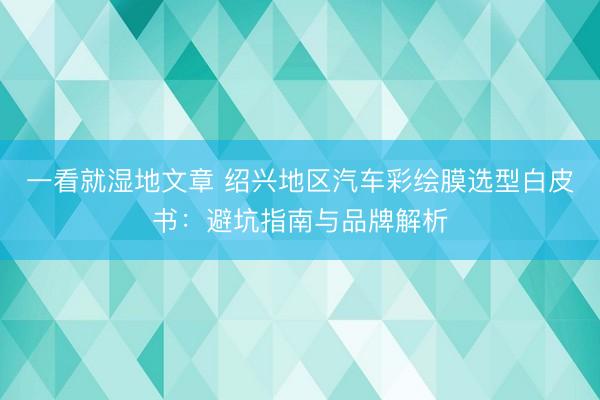 一看就湿地文章 绍兴地区汽车彩绘膜选型白皮书：避坑指南与品牌解析