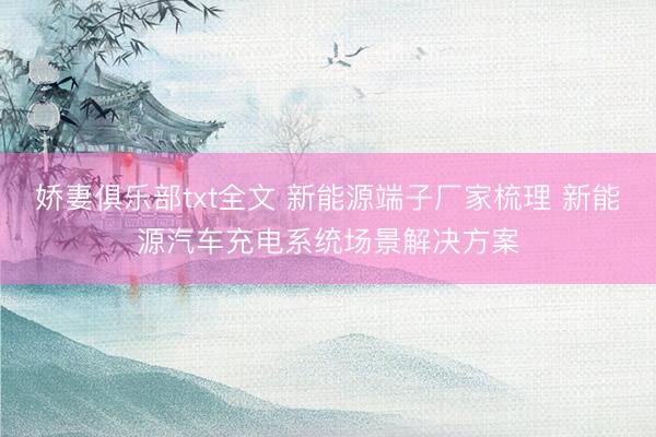 娇妻俱乐部txt全文 新能源端子厂家梳理 新能源汽车充电系统场景解决方案