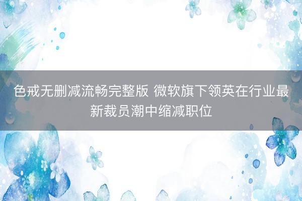 色戒无删减流畅完整版 微软旗下领英在行业最新裁员潮中缩减职位