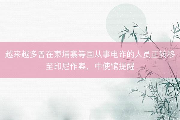 越来越多曾在柬埔寨等国从事电诈的人员正转移至印尼作案，中使馆提醒
