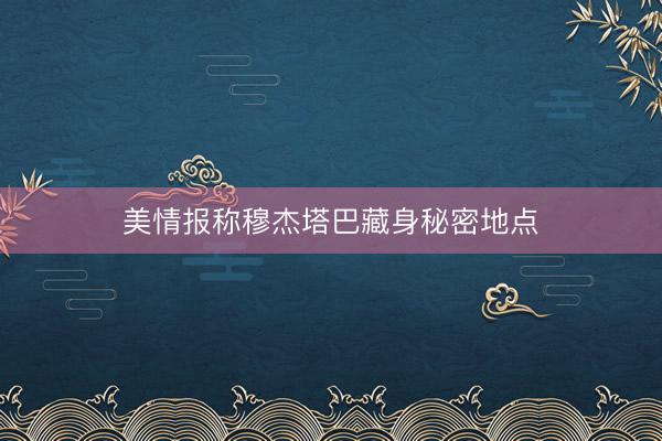 美情报称穆杰塔巴藏身秘密地点