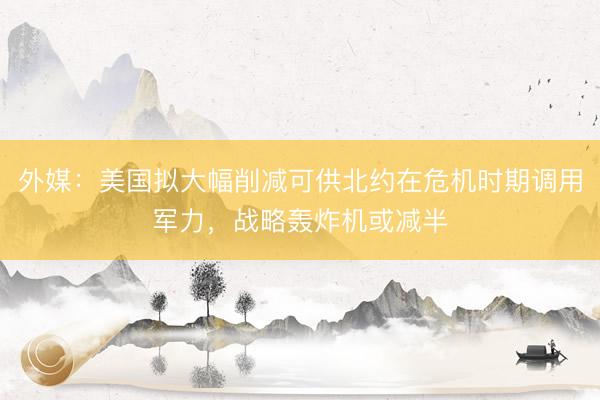 外媒：美国拟大幅削减可供北约在危机时期调用军力，战略轰炸机或减半