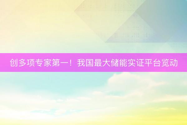 创多项专家第一！我国最大储能实证平台览动