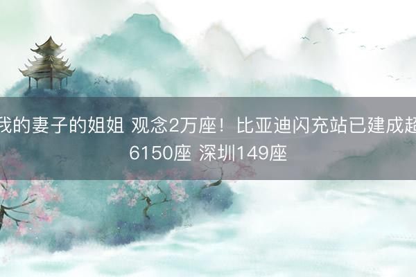 我的妻子的姐姐 观念2万座！比亚迪闪充站已建成超6150座 深圳149座