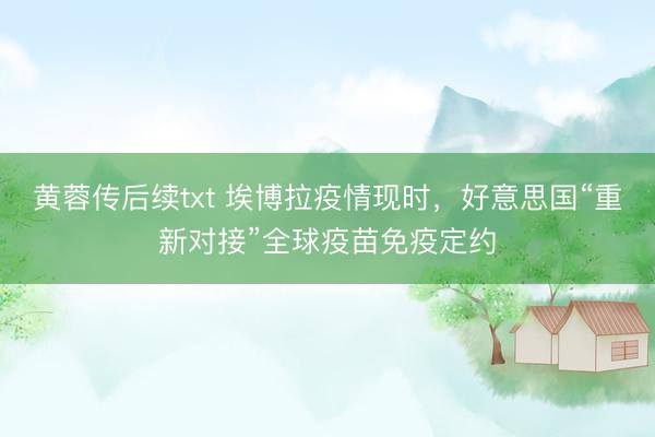 黄蓉传后续txt 埃博拉疫情现时，好意思国“重新对接”全球疫苗免疫定约