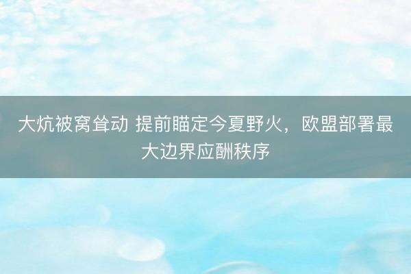 大炕被窝耸动 提前瞄定今夏野火，欧盟部署最大边界应酬秩序