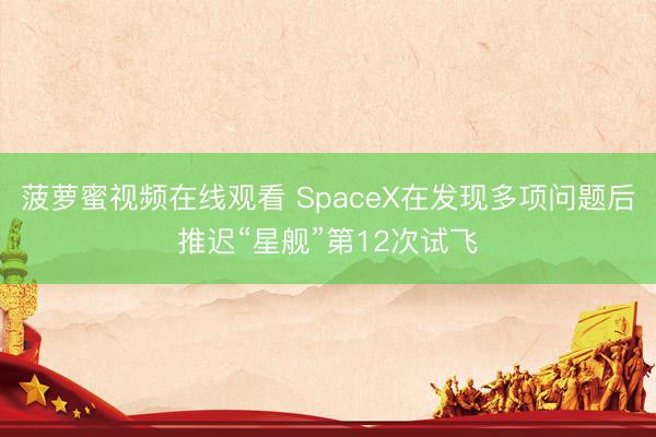 菠萝蜜视频在线观看 SpaceX在发现多项问题后推迟“星舰”第12次试飞