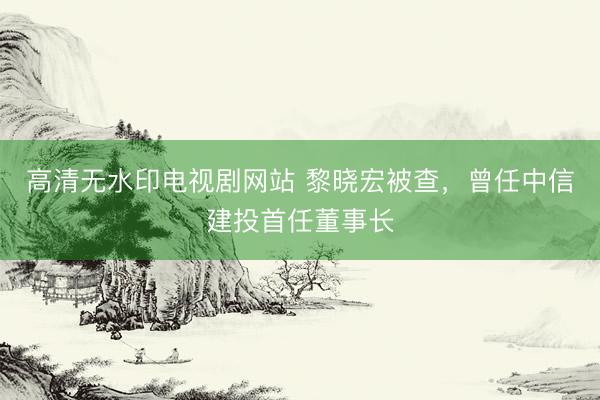 高清无水印电视剧网站 黎晓宏被查,曾任中信建投首任董事长