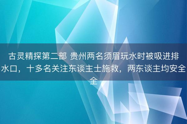 古灵精探第二部 贵州两名须眉玩水时被吸进排水口，十多名关注东谈主士施救，两东谈主均安全